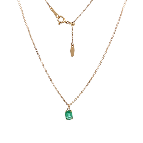 18Kt Dangling Baguette Emerald Necklace (Adjustable)