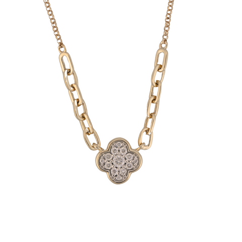 14Kt Diamond Clover Necklace