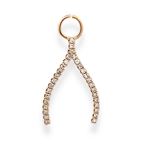 14K Diamond Wishbone Earring Charm – 0.14 Ctw
