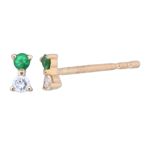 14Kt Emerald & Diamond Stud Piercing
