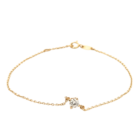 14Kt Cubic Zirconia Solitaire Bracelet