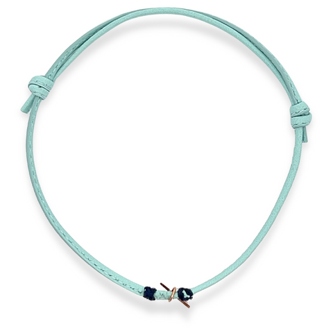 9Kt Dangling Star Blue Leather Bracelet