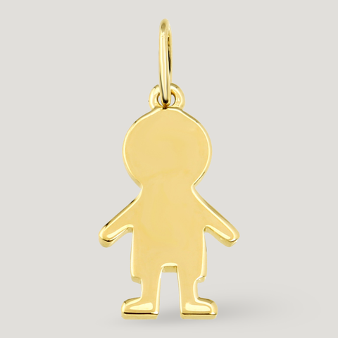 14K Yellow Gold boy charm pendant, front view