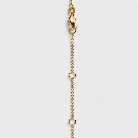 Adjustable 14K yellow gold rolo chain with lobster clasp and extender rings