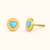 14K Gold Turquoise Heart Disc Stud Earrings