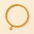 14K Gold Dangling Star Elastic Bead Bracelet