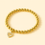 14K Gold Zirconia Heart Silhouette Elastic Bead Bracelet