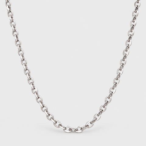 Faceted Cable Chain Necklace in 18K White Gold - 16 inch