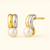 14Kt Two Tone Pearl Earrings
