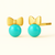 14K Gold Bow & Turquoise Stud Earrings