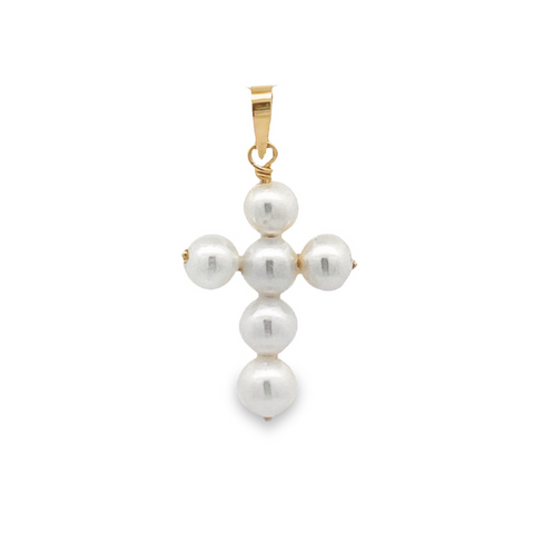 14Kt Small Pearl Cross