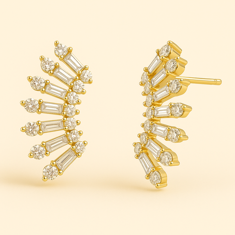 front view of diamond earrings in 14k gold – 0.62 carats