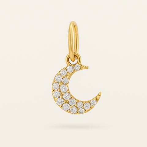 Diamond Crescent Moon Charm in 14K Gold – 0.05 Carats