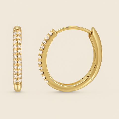 product shot of Diamond Pavé Hoop Earrings in 14K Gold