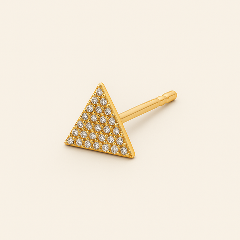 45 degree shot of triangle pave diamond piercing