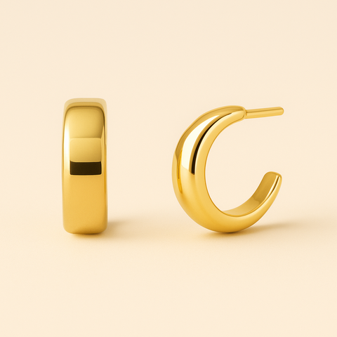 14K Crescent Moon Stud Earrings – 12mm