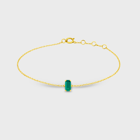 14K Yellow Gold emerald cut emerald bracelet 14k gold - 0.30 carats with emerald, front view