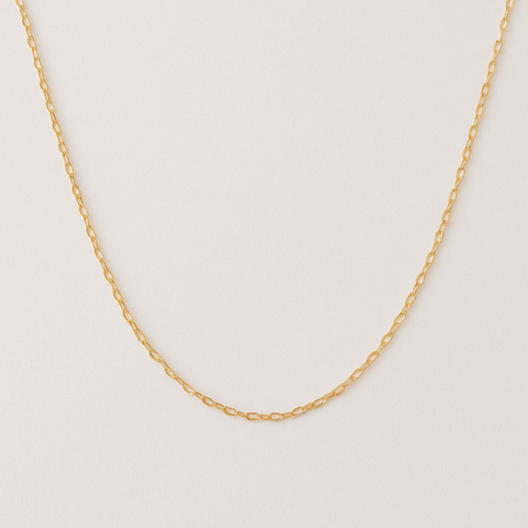 14K yellow gold fine chain necklace with 1 mm links