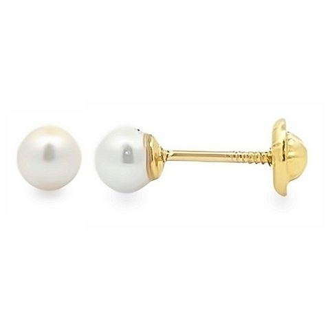 14Kt Pearl Stud Earrings 4mm/0.15in