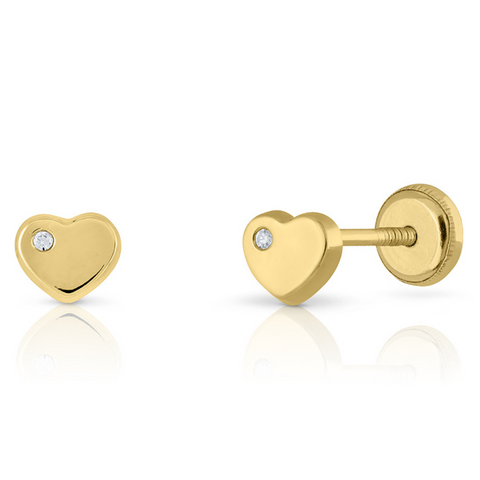 18Kt Single Diamond Heart Earring