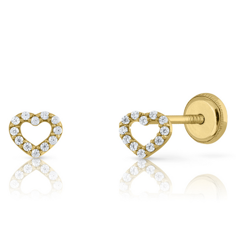 18Kt Mini Zirconia Heart Silhouette Earrings
