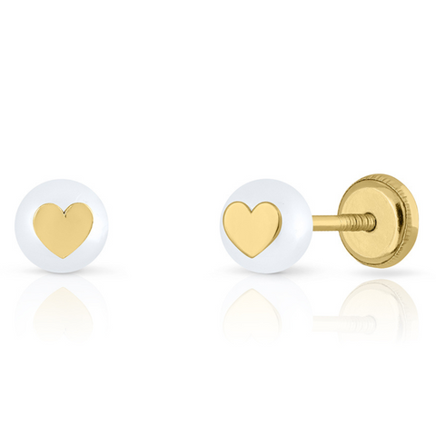18Kt Heart Incrusted Pearl Earring
