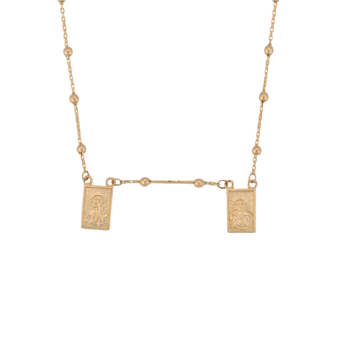 14Kt Double Scapulary Beads Necklace