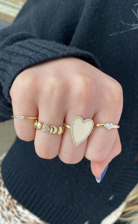 14Kt Heart with Diamonds Ring