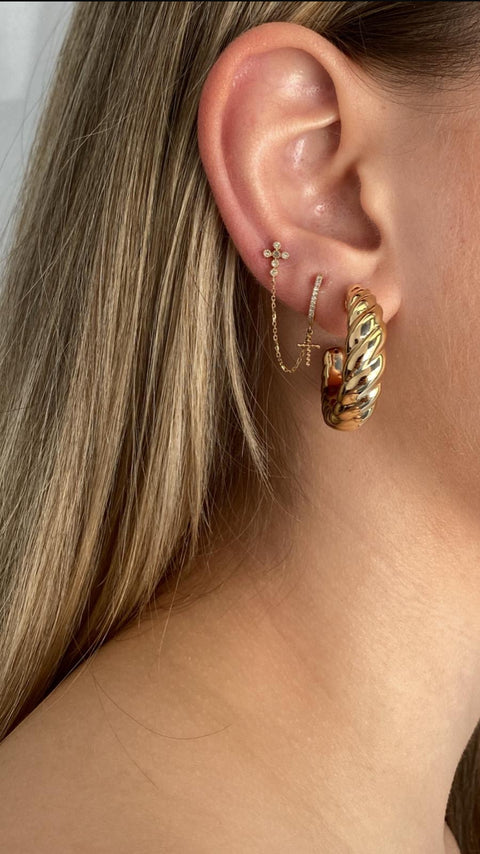 14Kt Twisted Gold Hoop Earrings