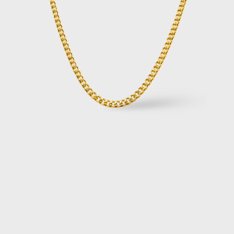 14K Yellow Gold grumetta chain necklace, angle view