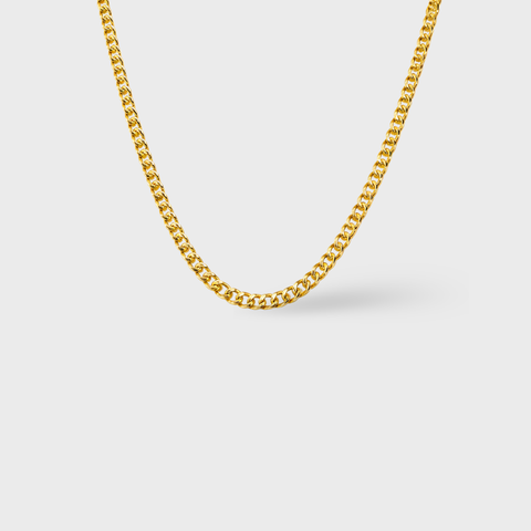 14K Yellow Gold grumetta chain necklace, worn view
