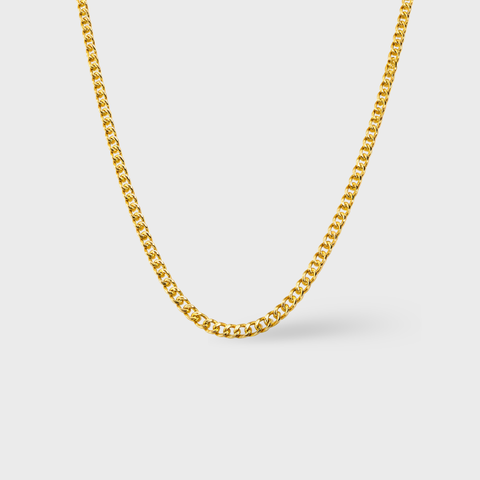 14K Yellow Gold grumetta chain necklace, detail view