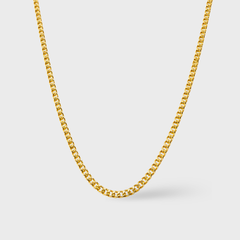 14K Yellow Gold grumetta chain necklace, side view