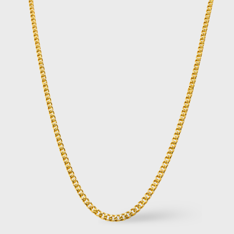 14K Yellow Gold grumetta chain necklace, front view