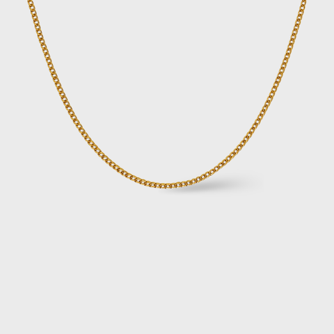 18K Yellow Gold grumetta chain necklace, front view
