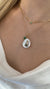 14Kt Diamond Bezeled Emerald Incrusted Flat Pearl Pendant