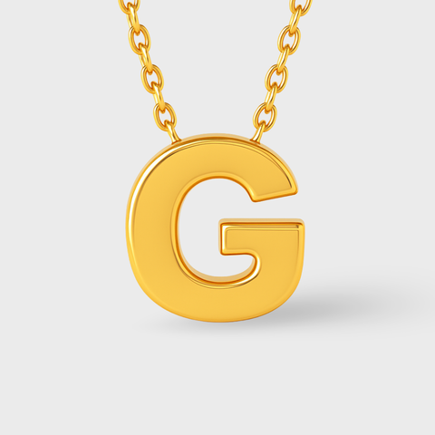 14K Yellow Gold initial necklace, side view