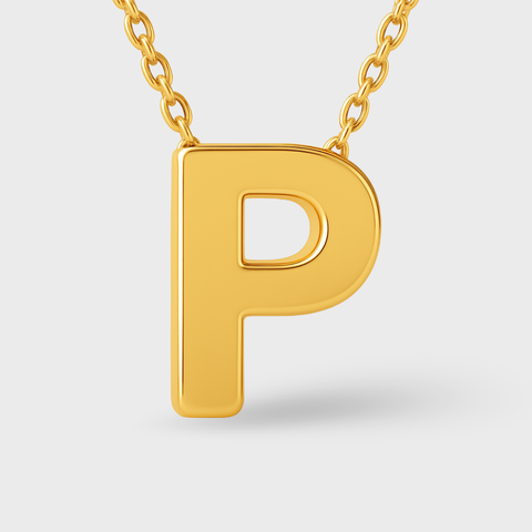 14K Yellow Gold initial necklace, front view