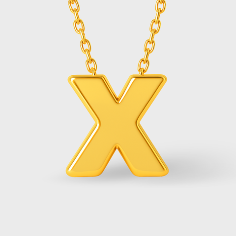 14K Yellow Gold initial necklace, front view