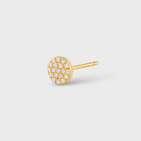 14K Yellow Gold mini diamond pavé piercing with round white diamonds, front view