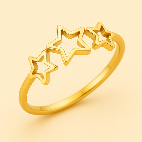 14K Three Star Silhouette Ring