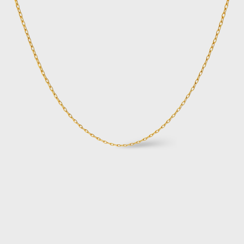 18K Yellow Gold rolo chain, front view