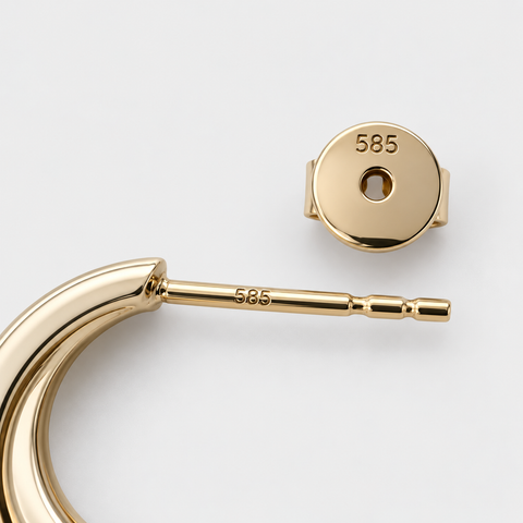 Diamond Double Hoop Drop Earrings in 14K Yellow Gold