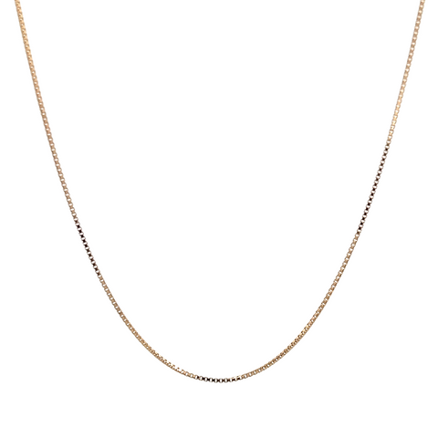 18K Yellow Gold 18kt box link chain 40cm/16inch, front view