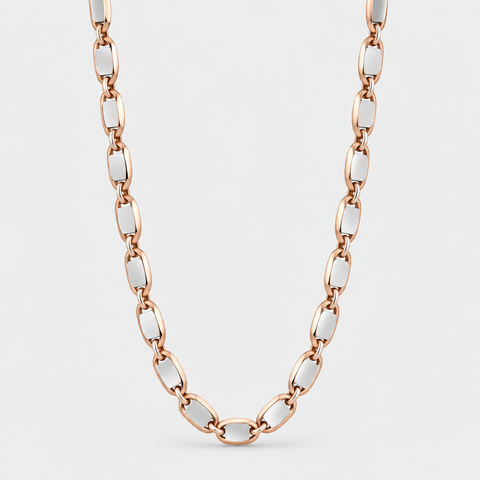 18K Italian rose and white gold Valentino chain necklace in a classic 17 inch length.
