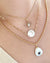 14Kt Diamond Bezeled Sapphire Incrusted Flat Pearl Pendant
