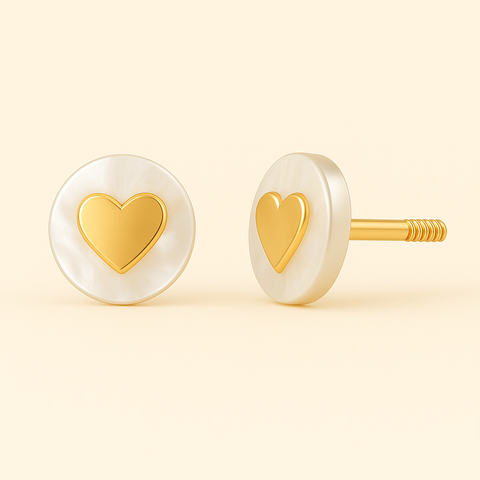 18K Gold Mother of Pearl Stud Earrings – Hypoallergenic