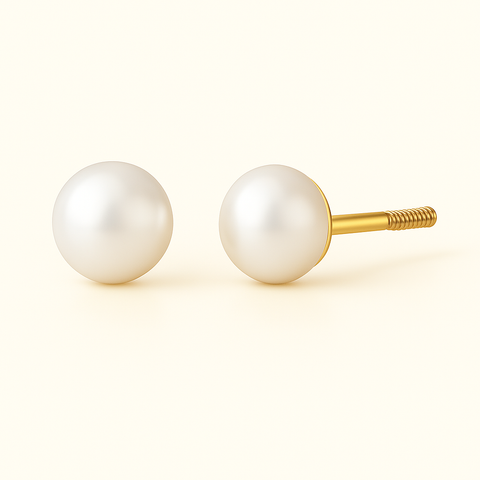 14Kt Pearl Stud Earrings 6mm/0.23in