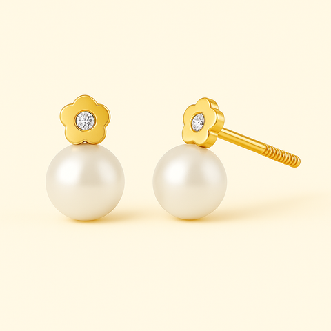 18K Gold Mother of Pearl Stud Earrings – Hypoallergenic