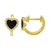14Kt Diamond Bezeled Onyx Heart Huggie Earrings